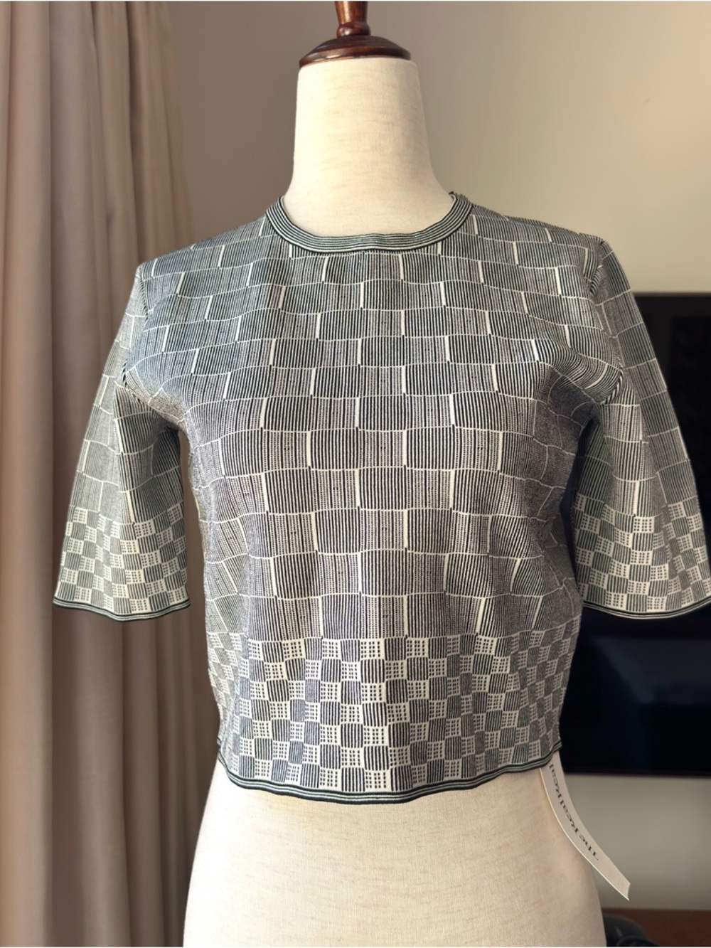 MCQ by Alexander McQueen Check Tweed Jacquard Poppy Knit Top Medium